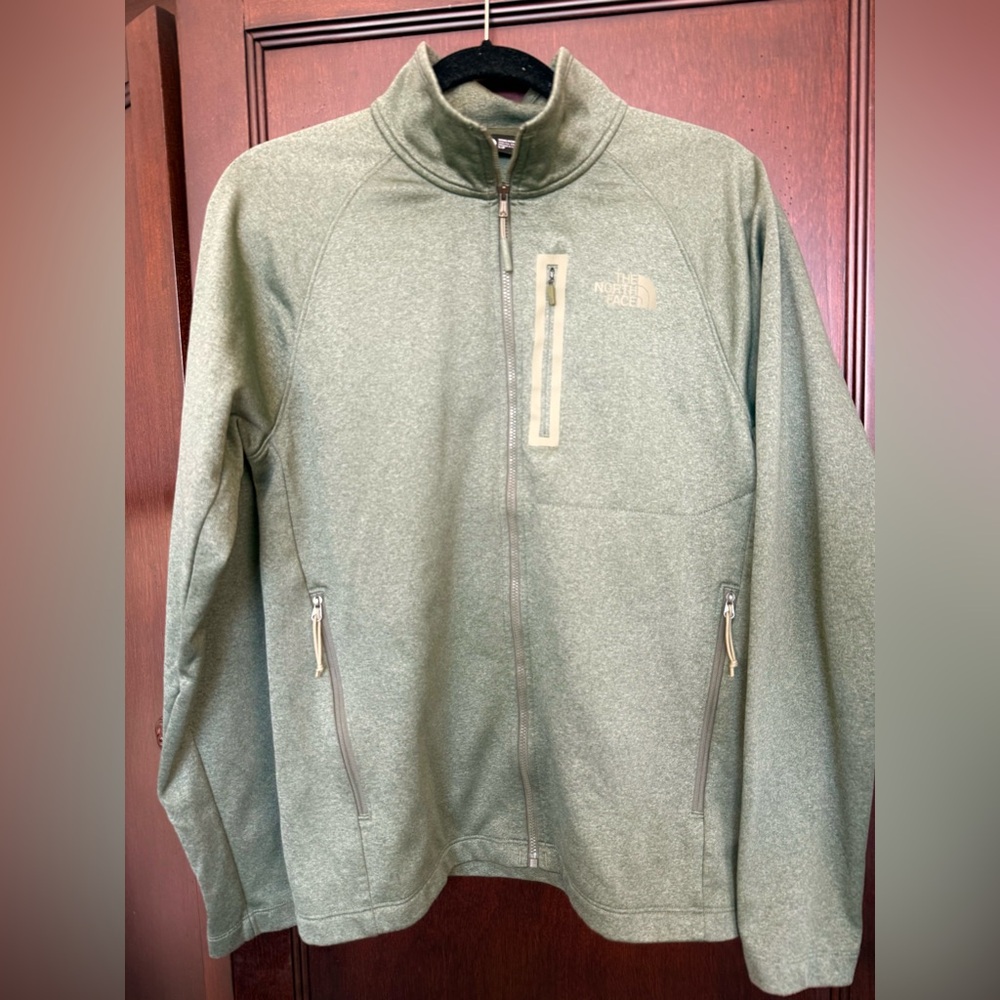 The North Face Full Zip Fleece Lined Soft Outer Shell, Muted Green